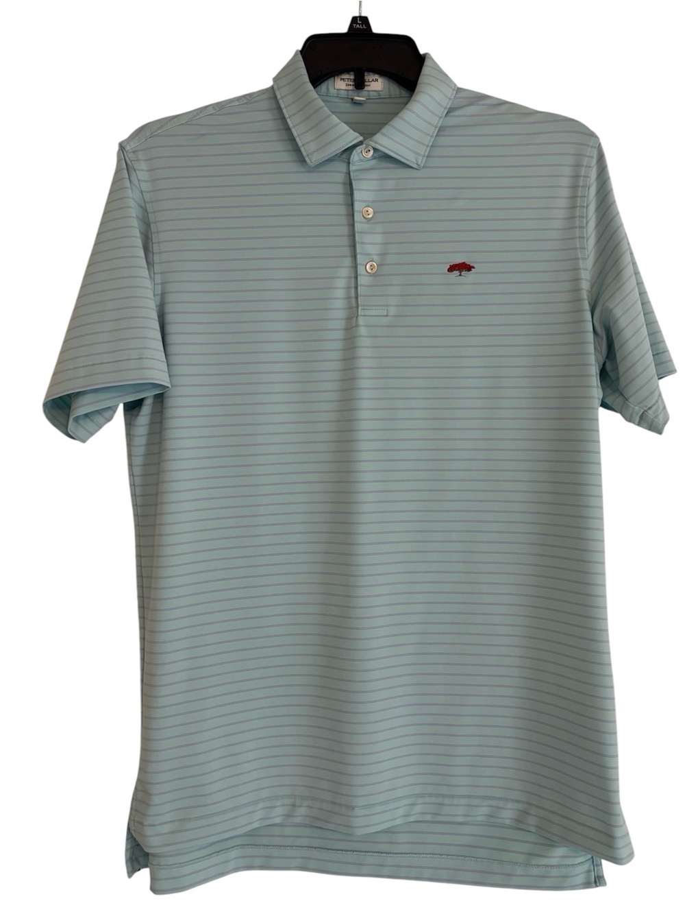 Peter Millar Men's Light Blue Stripe Polo Shirt-Size M